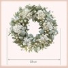 22 Inch Lambs Ears Leaves Wreath with Ivory Hydrangea and Berries Spring Summer Greenery Rustic Farmhouse Door Decor - 3 of 4