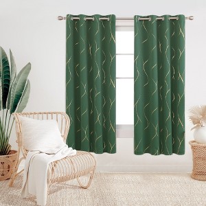 Deconovo Gold Line 52 Width Curtain Panel Pair (2 Panel) - 1 of 4