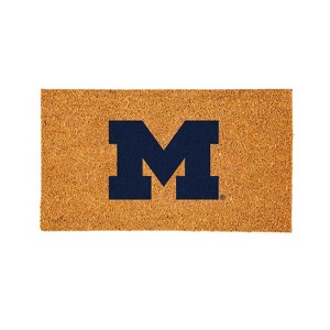EvergreenNCAAMichigan Wolverines Logo Natural Coir 28 x 16 Inches Indoor Outdoor Doormat - 1 of 4