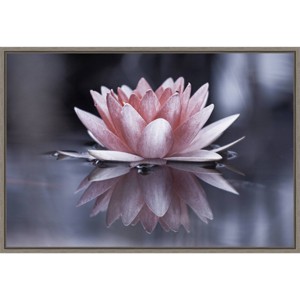 23" x 16" Padmasana Lotus Flower by Fabien Bravin Framed Canvas Wall Art - Amanti Art - 1 of 4