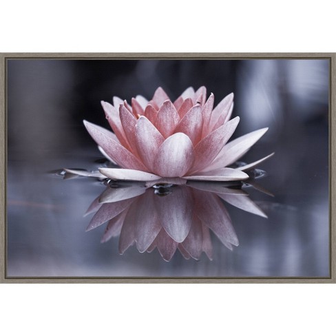 23 X 16 Padmasana Lotus Flower By Fabien Bravin Framed Canvas Wall Art Amanti Art Target