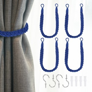 Unique Bargains Cotton Hand-Woven Decorative Metal Hook Curtain Drapes Holdbacks 23.6" - 1 of 4
