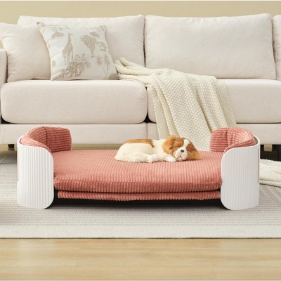 LAOTIES 33'' Scandinavian Cat Bed,Pet Sofa For Indoor Cats With Washable Removable Mattress