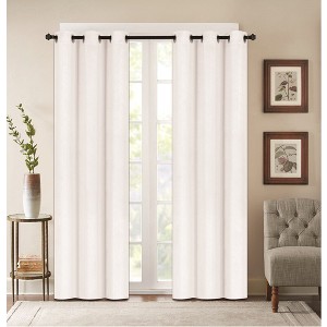 Embossed Solid Blackout Grommet Curtain Panels (Set of 2) - 1 of 3
