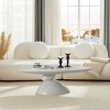 47" Oval Fiberglass Coffee Table, Minimalist Center Table with Sculptural Pedestal Base, Accent Table for Lounge or Living Room-Koiai - 2 of 4