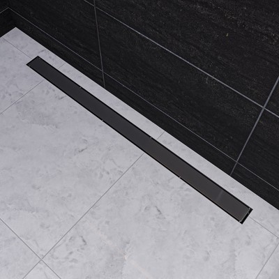 ALFI 47 Inches Brushed Stainless Steel Linear Shower Drain with Solid Cover