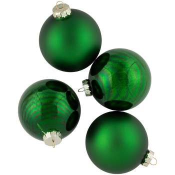 Northlight 4pc Shiny and Matte Glass Ball Christmas Ornament Set 4" - Green