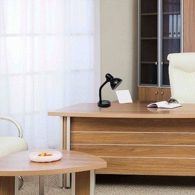 14.25" Black Adjustable Metal Desk Lamp with LED Bulb