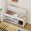 KTMBDW 39" Storage Bench, Shoe Bench with Flip Top Storage Space and Padded Cushion, 2-Tier Shoe Rack Organizer for Entryway, Living Room - 4 of 4