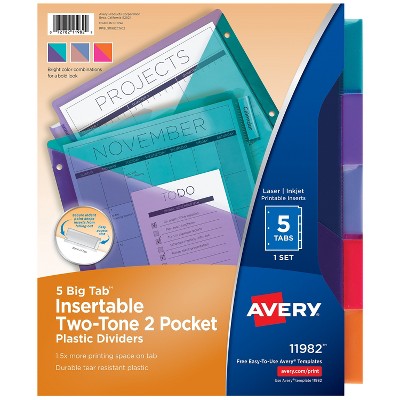 Avery Big Tab Insertable Plastic Dividers 5-Tab Two Tone Set (11982) 710149