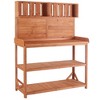 JUJABU 65" Large Wooden Farmhouse Rustic Outdoor Potting Bench Table,  with 4 Storage Shelves and Side Hook - 2 of 4