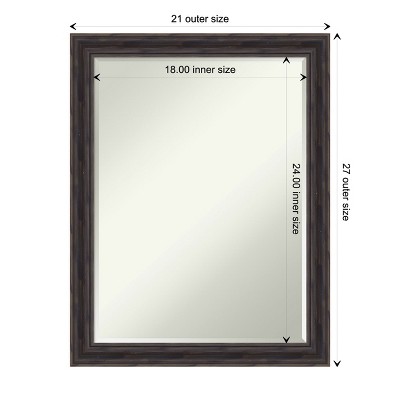 Rustic Pine Black Narrow Bevel Wood Bathroom Vanity Mirror