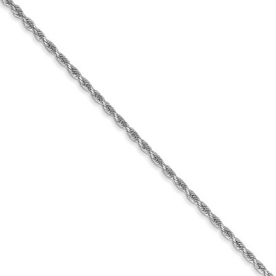 Black Bow Jewelry 1.75mm 10k White Gold Solid Diamond Cut Rope Chain Necklace