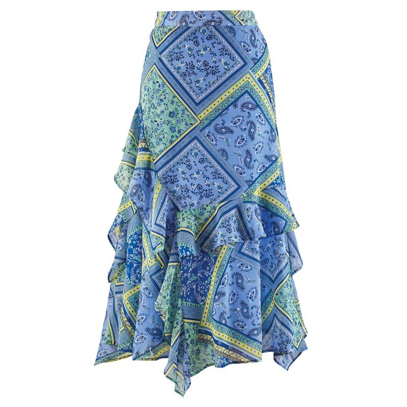 Collections Etc Patchwork Print Tiered Skirt, 1 of 5