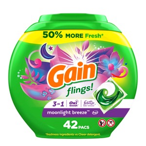 Gain Flings Moonlight Breeze HE Compatible Liquid Laundry Detergent Soap Pacs - 1 of 4