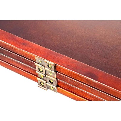 Walnut 3-Panel Folding Room Divider with Wood Frame