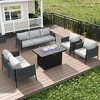 LayinSun 5 Piece Outdoor Furniture Set with Fire Pit Table, Modern Rope Woven Patio Conversation Sofa Set with Olefin - 2 of 4