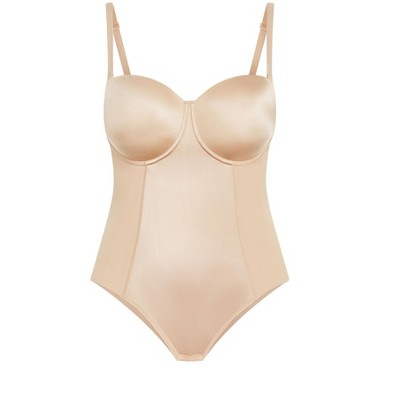 Women's Plus Size Smooth & Chic Strapless Bodysuit - latte | CITY CHIC
