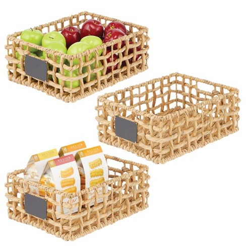 Best Choice Products Pantry Baskets Set of 2 16x12in Water Hyacinth Storage  Baskets, Woven Wicker Kitchen Organizers with handles w/Chalkboard Label