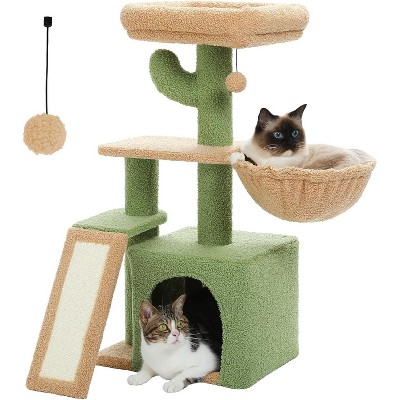 Heybly Cactus Cat Tree for Indoor Cats, 32'' Small Cat Tower Cat Condo with Sisal Scratching Ramp