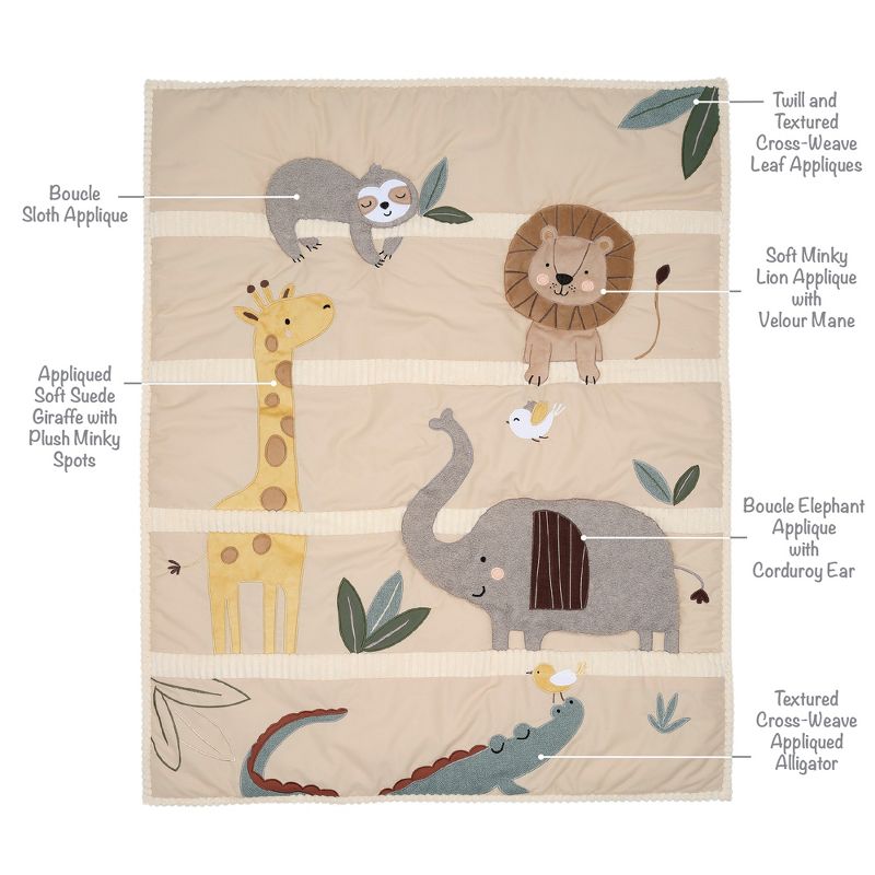 Lambs & Ivy Jungle Story 3-Piece Infant Safari Tan Baby Crib Bedding Set, 3 of 11