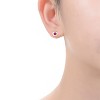 Guili Bezel Round Studs in 14k Gold Plating with CZ—sleek, stylish, and perfect for daily wear in white or red. - 2 of 3