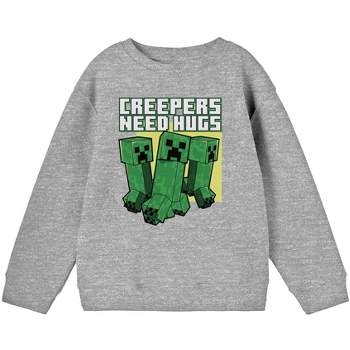 Minecraft Creepers Need Hugs Youth Athletic Heather Long Sleeve Sweatshirt