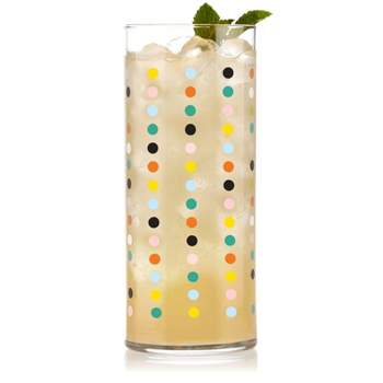 Libbey Vintage Flower Power Party Dots Cooler Glasses, 16-ounce, Set of 4