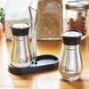 Juvale 2 Pack Salt and Pepper Shakers Refillable Dispenser with Stand, Stainless Steel with Glass Bottom, Silver, 4 Oz - 3 of 4