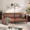 75" Convertible Futon Sofa Bed, PU Leather Loveseat Couch, Mid-Century Style for Small Apartments, Living Room & Bedroom - 4 of 4