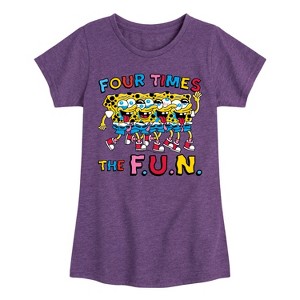 Girls' - SpongeBob SquarePants - Four Times The Fun Fitted Short Sleeve Graphic T-Shirt - 1 of 4