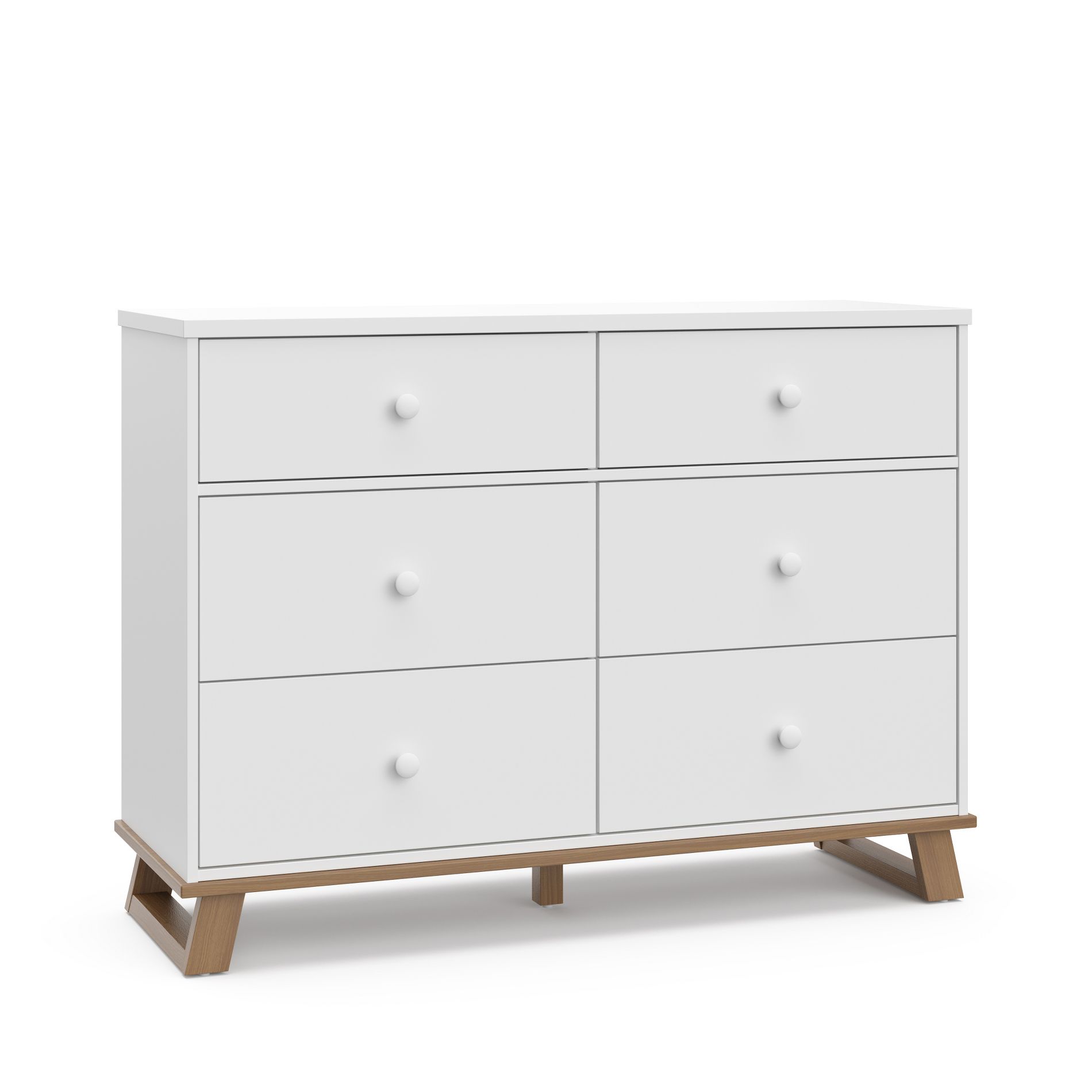 Storkcraft Modern 6-Drawer Double Dresser White/Vintage Driftwood