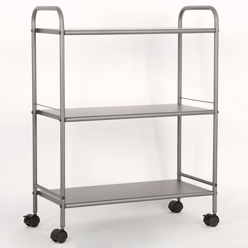 3 Shelf Wide Utility Storage Cart Gray - Room Essentials™: Steel Rolling  Organizer With Wheels, Multipurpose : Target