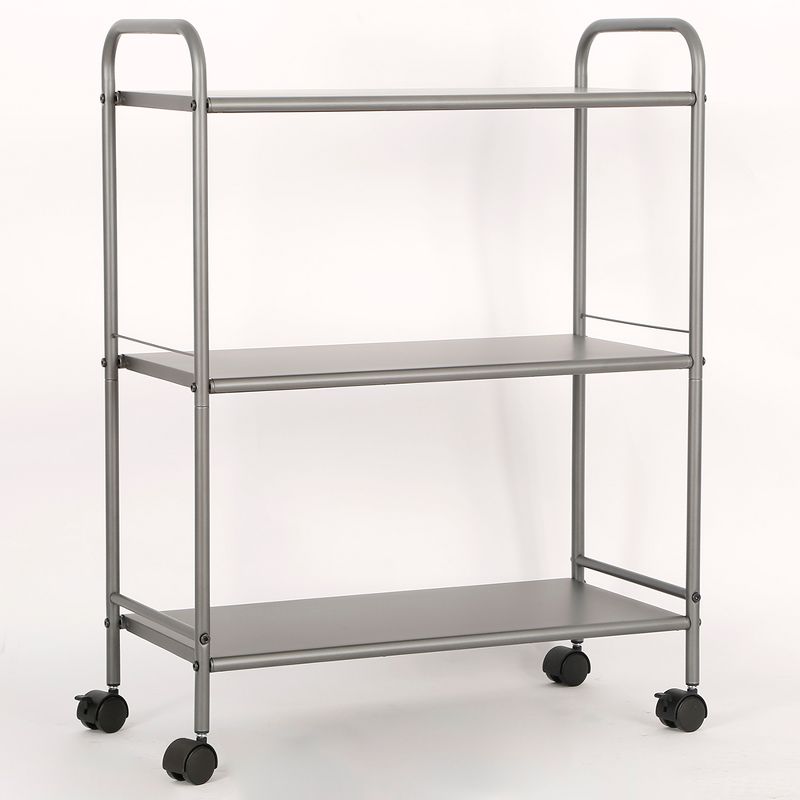 3 Shelf Wide Utility Storage Cart Gray - Room Essentials&#8482;: Steel Rolling Organizer with Wheels, Multipurpose, 1 of 11