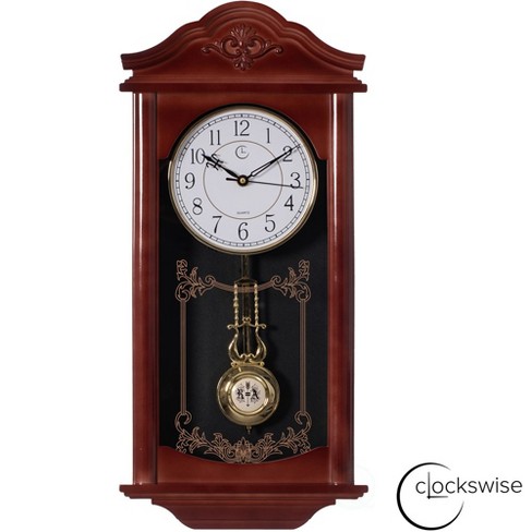 Clockswise Vintage Grandfather Wood-looking Plastic Pendulum Decorative  Battery-operated Wall Clock : Target