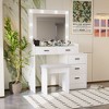 Makeup Vanity Table With Sliding Mirror And Lights, 3 Color Lighting Modes, Dressing Table With Stool & 5 Drawers, Modern Vanity Desk For Bedroom - 3 of 4