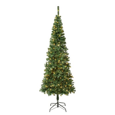 National Tree Company First Traditions Pre-Lit LED Slim Linden Spruce Artificial Christmas Tree Warm White Lights