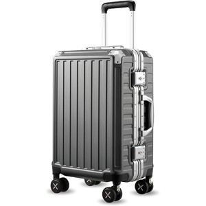 LUGGEX Aluminum Frame Luggage with Spinner Wheels, Zipperless Polycarbonate Hard Shell Suitcase, Carry On 20 Inch, Charcoal Metallic - 1 of 4