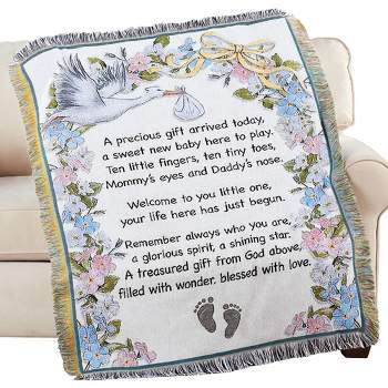 Collections Etc Welcome New Baby Tapestry Throw Blanket Standard