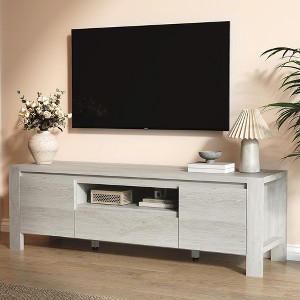 COZONY TV Stand, Natural Wood Farmhouse Entertainment Center, with Doors and Cabinet for TVs Up to 60/70 Inch - 1 of 4