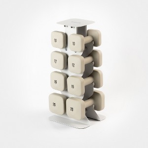 WeGym SafeGrip Dumbbells Upper Set with Light Rack - Sandstone - 10, 12, 15, 20lbs - Sandstone - 1 of 3