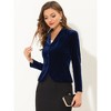 INSPIRE CHIC Women's Notched Lapel Long Sleeve Office Button Velvet Suit Blazer - 2 of 4