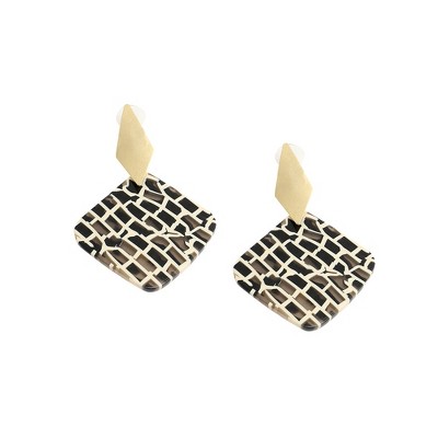 SOHI Women's Black Pavement Drop Earrings