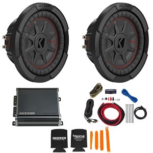 Kicker 8 Inch Comp RT Thin Woofer Includes Two 48CWRT82 Package with 46CXA4001 Amplifier and wire kit - 1 of 4