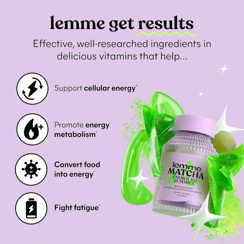 Lemme Matcha Energy B12 Vegan Gummies - 60ct, 5 of 9