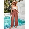 Women Linen Palazzo Pants Summer Boho Wide Leg High Waist Lounge Pants with Pocket Travel Vacation Outfits - 3 of 4