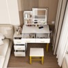 Okak Modern Vanity Table with Round Mirror & LED Lights,Storage Dressing Desk with Chair & Power Outlet,Makeup Table Set for Bedrooms - 2 of 4