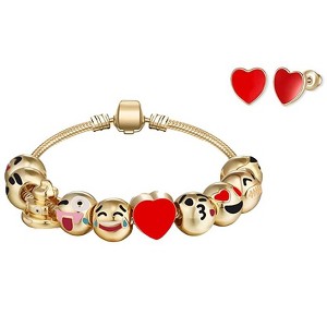 Big Mo's Toys Girls Emoticon Bracelet and Earing Set - Gold - 1 of 3