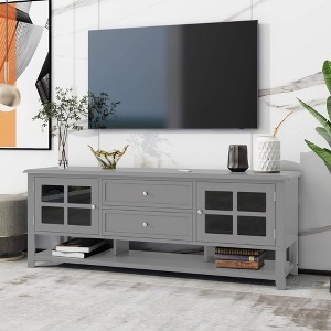 ORRD 60'' TV Stand with Storage, Modern Media Console for Living Room | Multi-Functional Entertainment Center, Dustproof & Stylish（Grey） - 1 of 4
