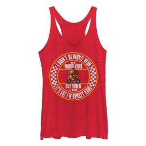 Women's Nintendo Win Mario Kart Cuz Donkey Kong Racerback Tank Top - 1 of 3